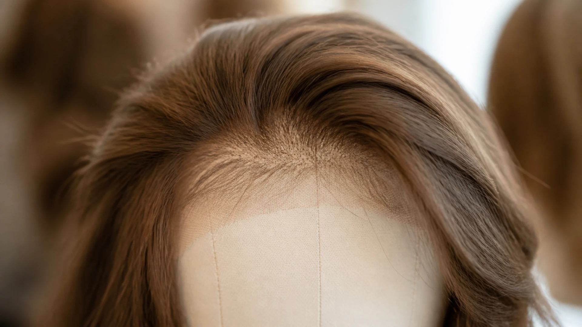 Bordure travaillée d'une perruque en cheveux naturels pour couvrir des tempes dégarnies